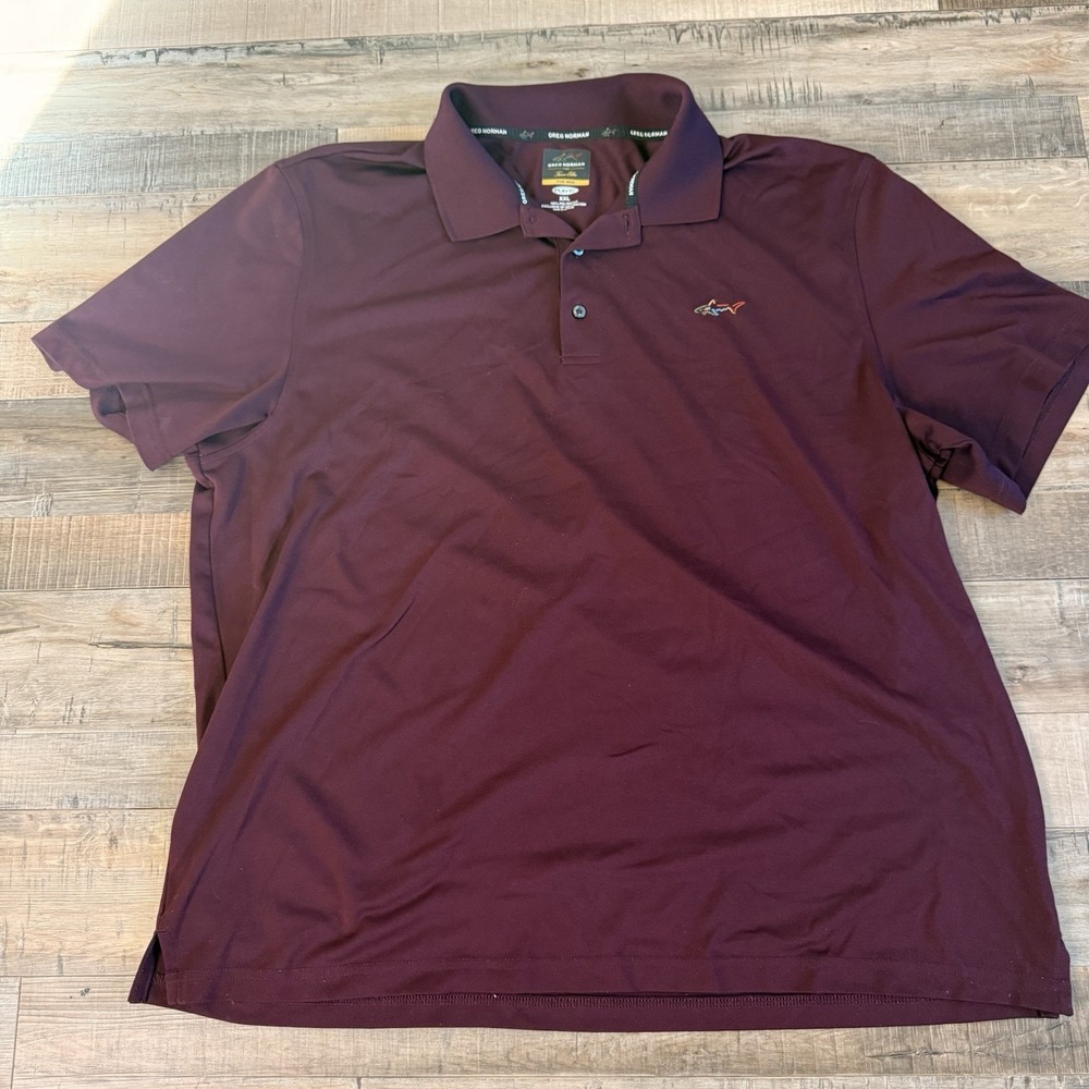 Greg Norman for Tasso Elba Five Iron Polo XXL Burgundy Golf Moisture Wick Dry
